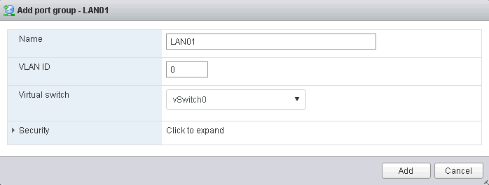 Añadir un nuevo grupo de puertos en ESXi